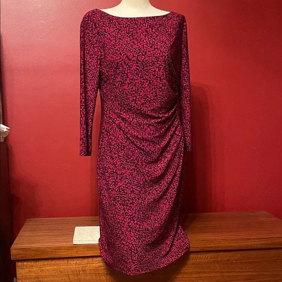 Like new Ralph Lauren Red and Black three-quarter length Sleeve Dress - Picture 1 of 16